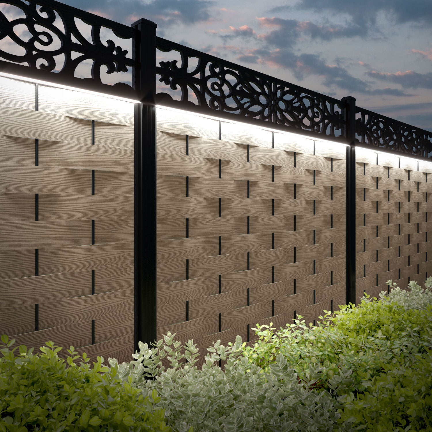 Ripple Windsor Fence Panel - Light Oak - with our composite posts