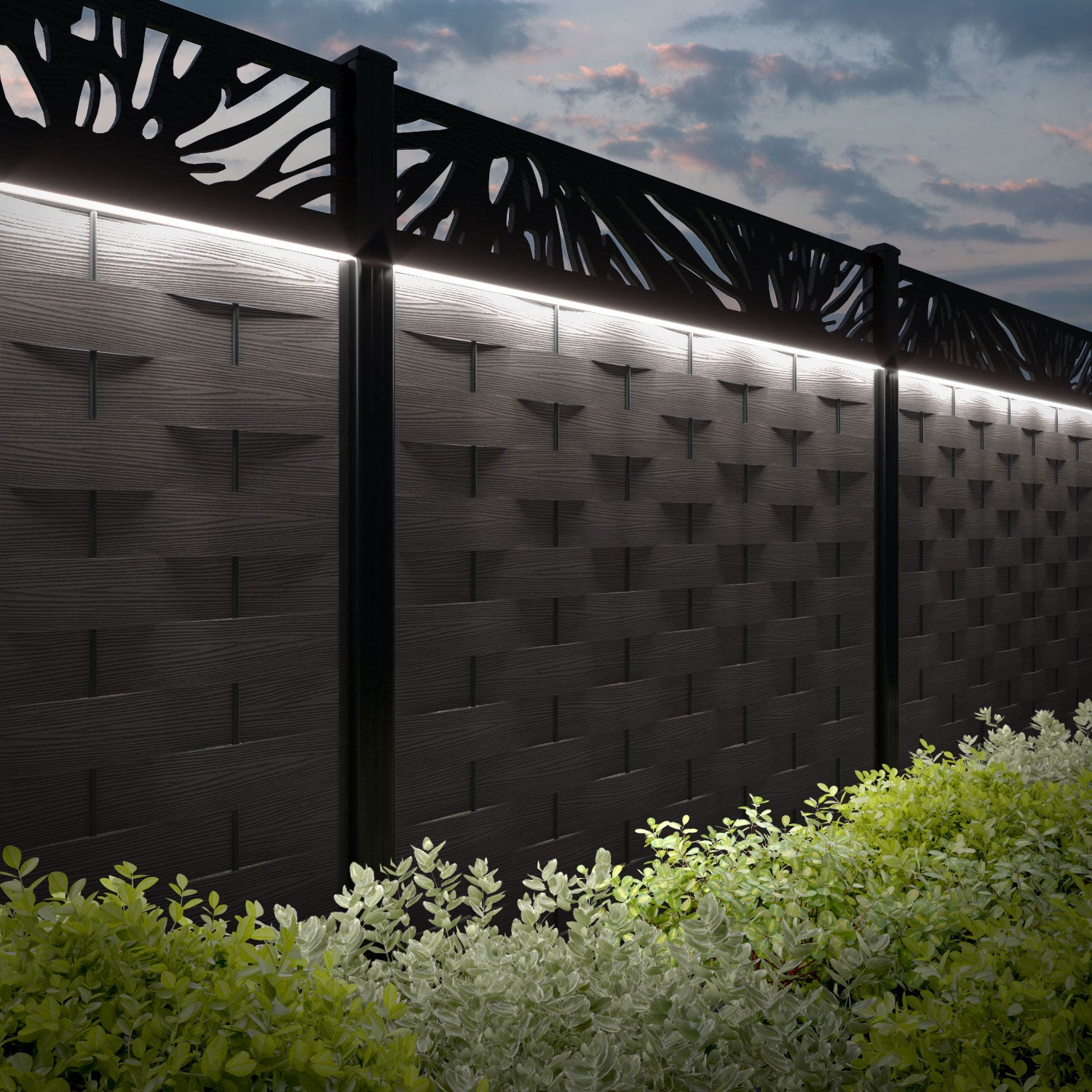 Ripple Poppy Fence Panel - Mid Brown - with our composite posts