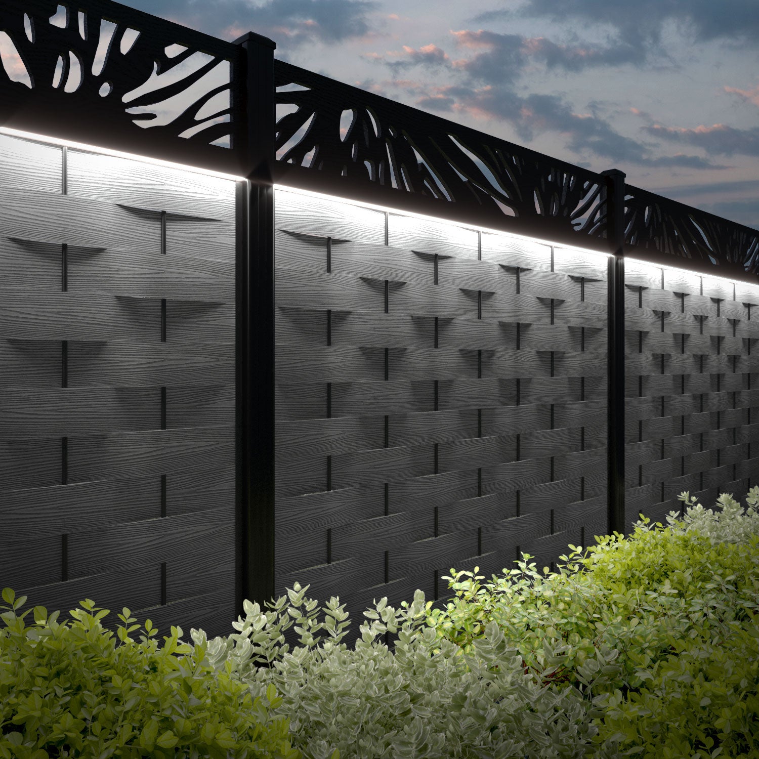 Ripple Poppy Fence Panel - Mid Grey - with our composite posts