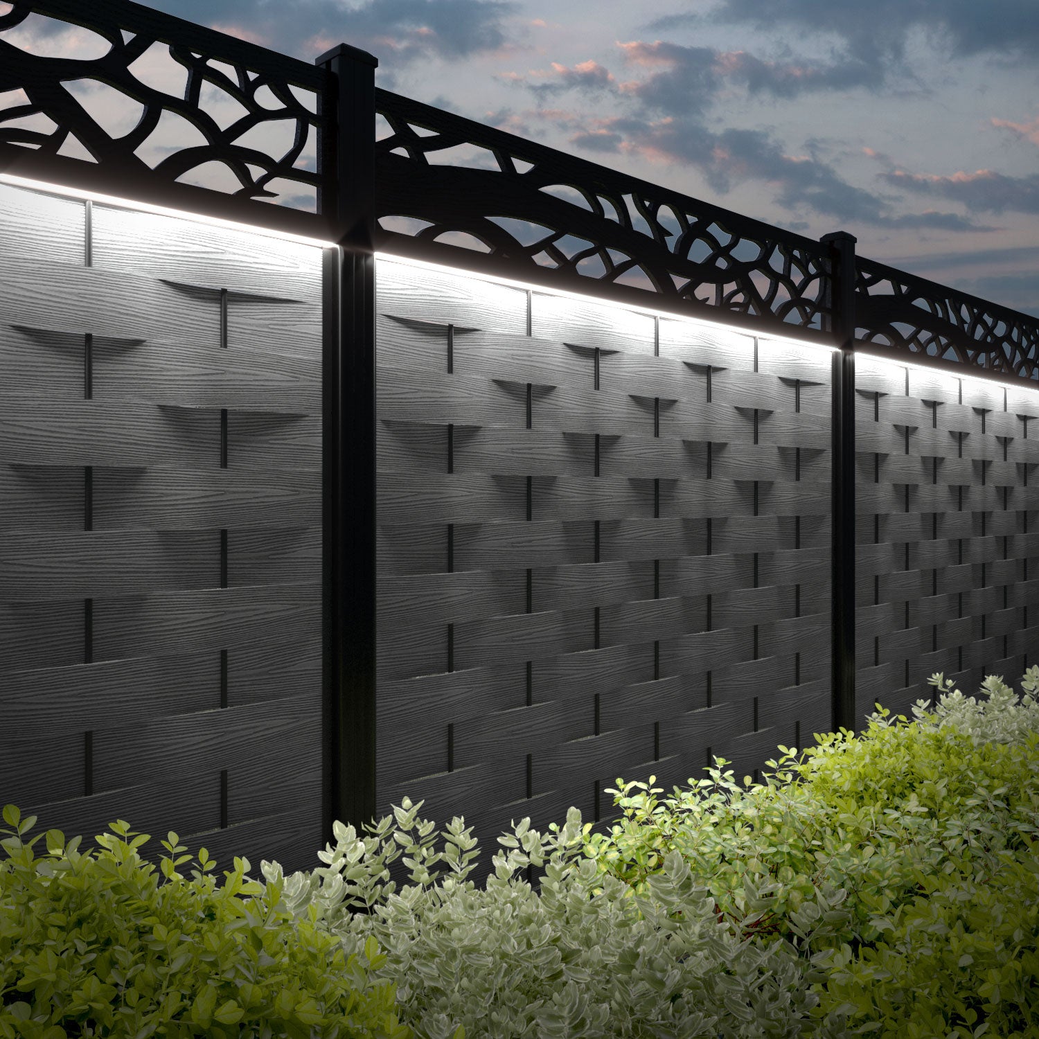 Ripple Twilight Fence Panel - Mid Grey - with our composite posts