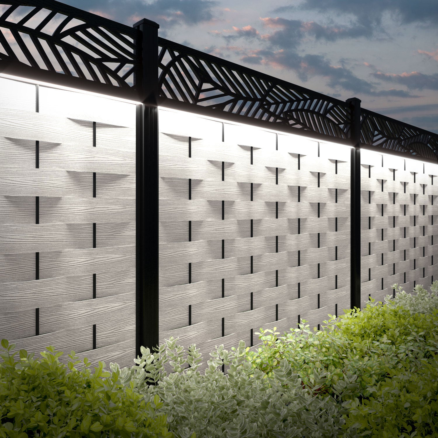 Ripple Habitat Fence Panel - Light Stone - with our composite posts