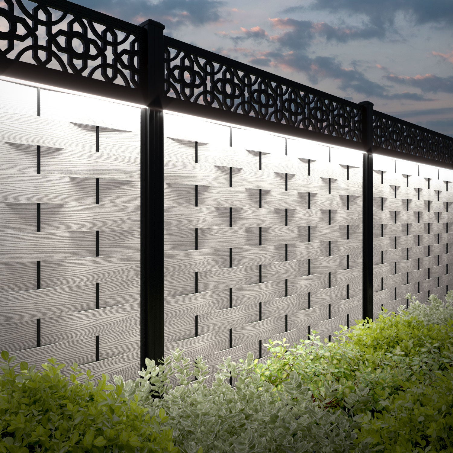 Ripple Nabila Fence Panel - Light Stone - with our composite posts
