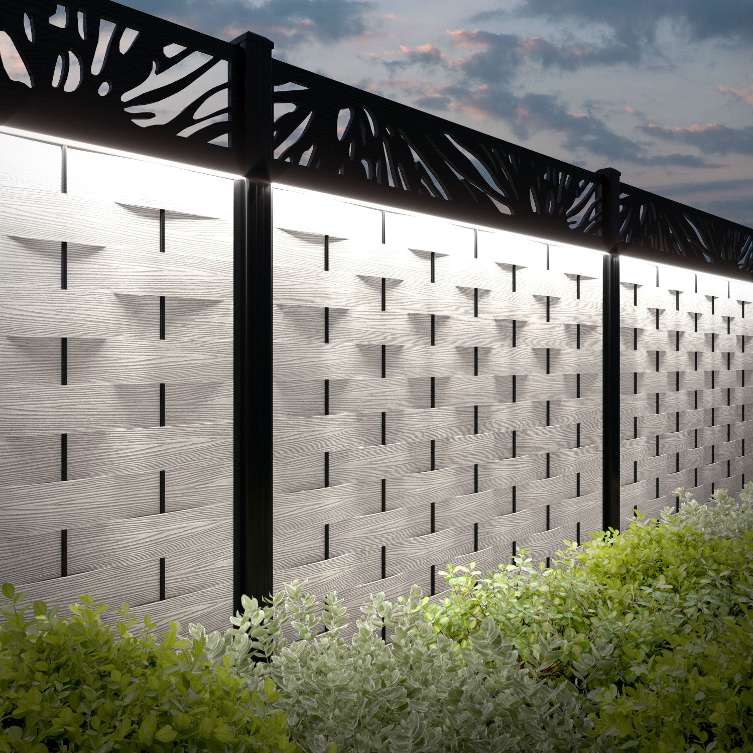 Ripple Poppy Fence Panel - Light Stone - with our composite posts