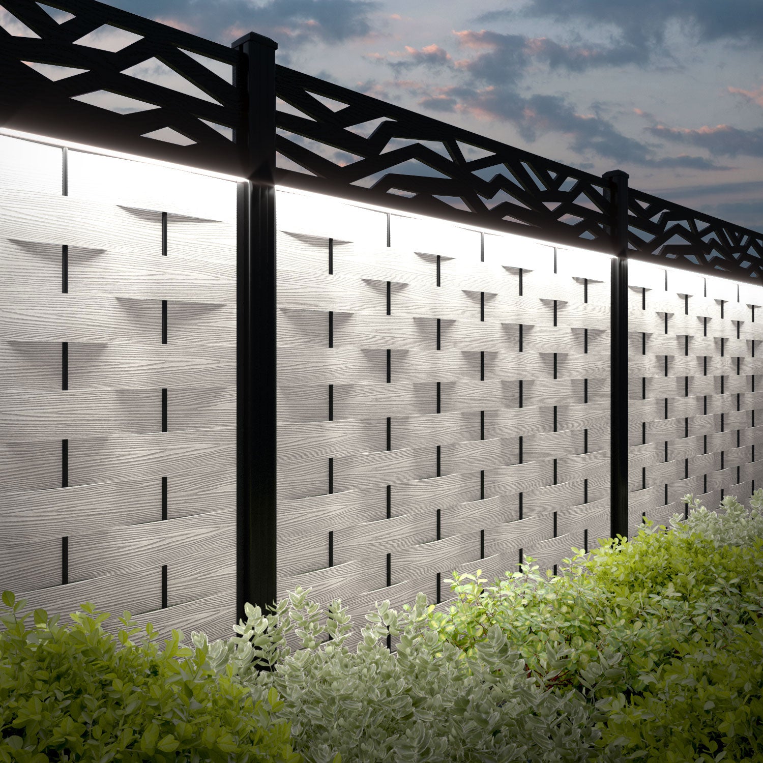 Ripple Zenith Fence Panel - Light Stone - with our composite posts