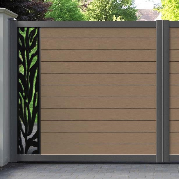 Fusion Malawi Straight Top Driveway Gate - Teak - End Screen