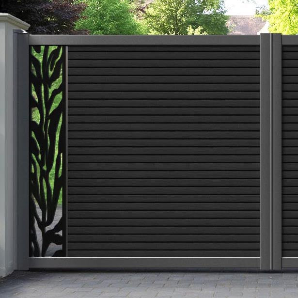 Hudson Malawi Straight Top Driveway Gate - Black - End Screen