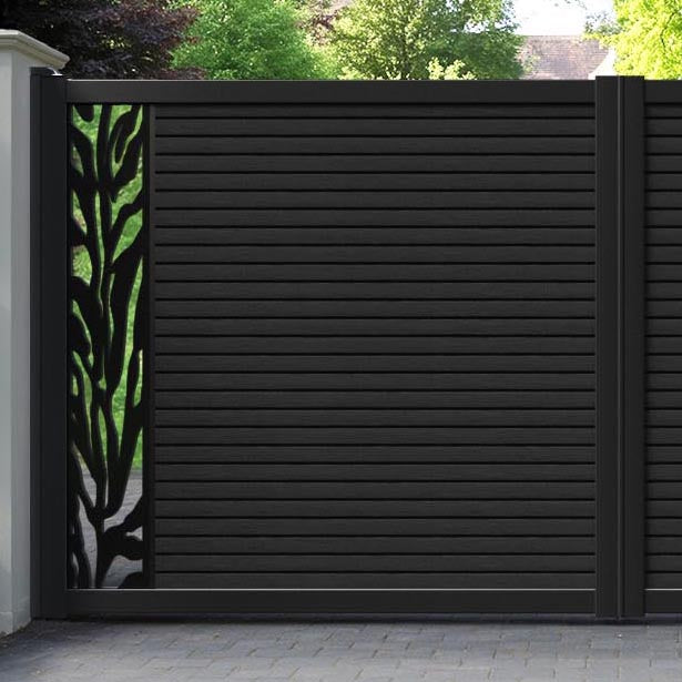 Hudson Malawi Straight Top Driveway Gate - Black - End Screen