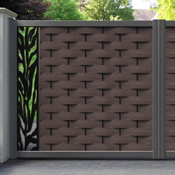 Ripple Malawi Straight Top Driveway Gate - Mid Brown - End Screen