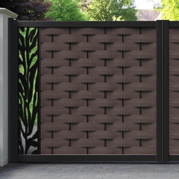 Ripple Malawi Straight Top Driveway Gate - Mid Brown - End Screen