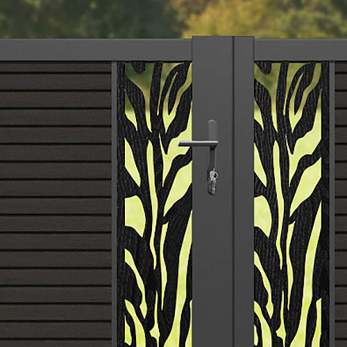 Hudson Malawi Straight Top Driveway Gate - Dark Oak - Middle & End Screen