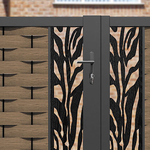 Ripple Malawi Straight Top Driveway Gate - Teak - Middle & End Screen