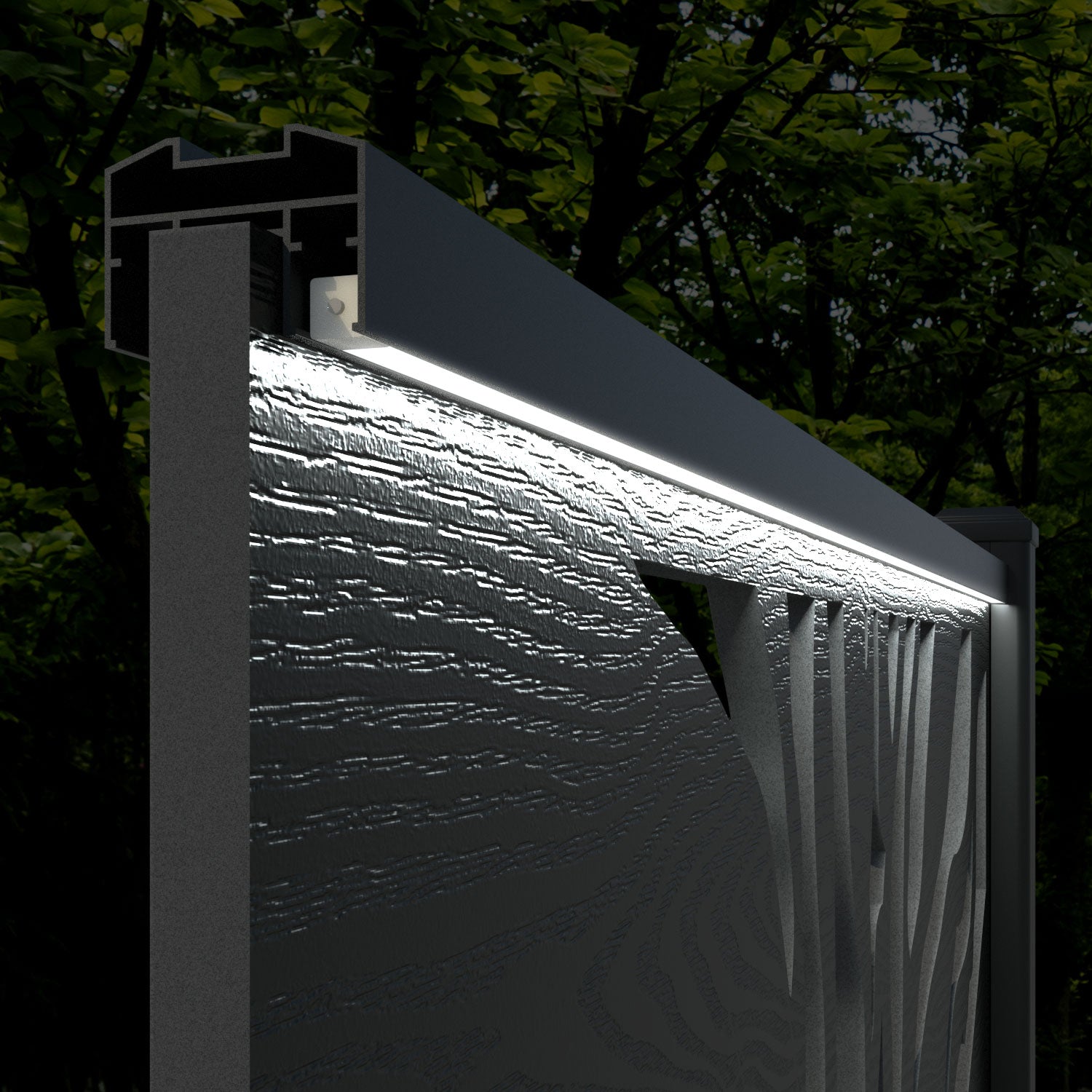 Fusion Malawi Fence Panel - Dark Grey - with our aluminium posts