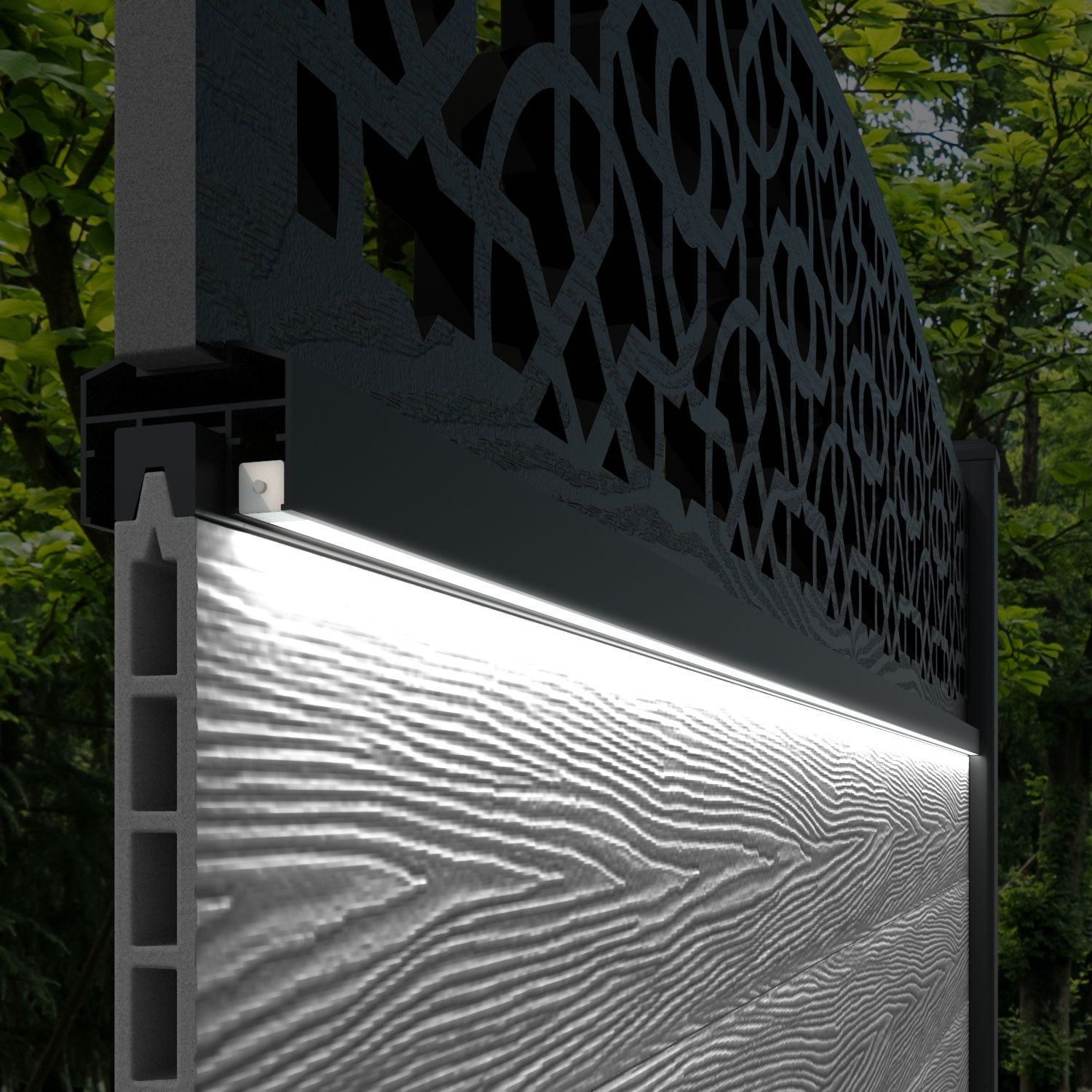 Classic Nabila Curved Top Fence Panel - Mid Stone - with our composite posts