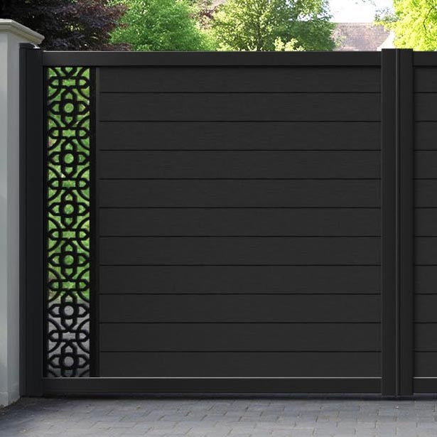Fusion Nabila Straight Top Driveway Gate - Black - End Screen