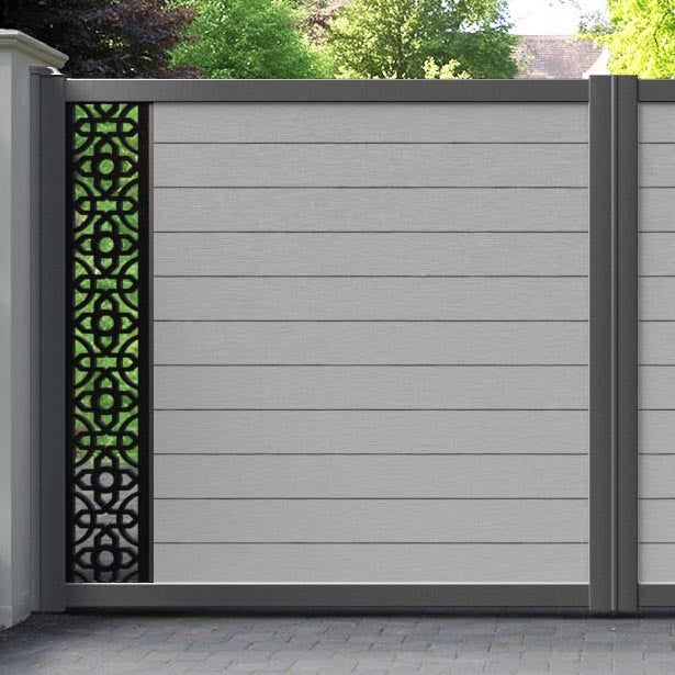 Fusion Nabila Straight Top Driveway Gate - Light Grey - End Screen