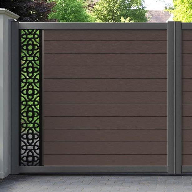 Fusion Nabila Straight Top Driveway Gate - Mid Brown - End Screen