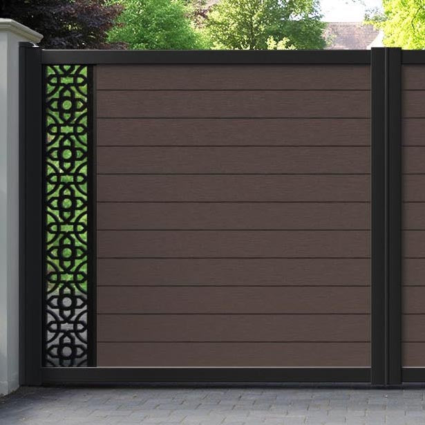 Fusion Nabila Straight Top Driveway Gate - Mid Brown - End Screen