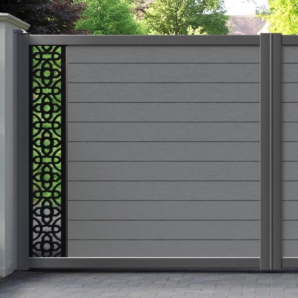 Fusion Nabila Straight Top Driveway Gate - Mid Grey - End Screen