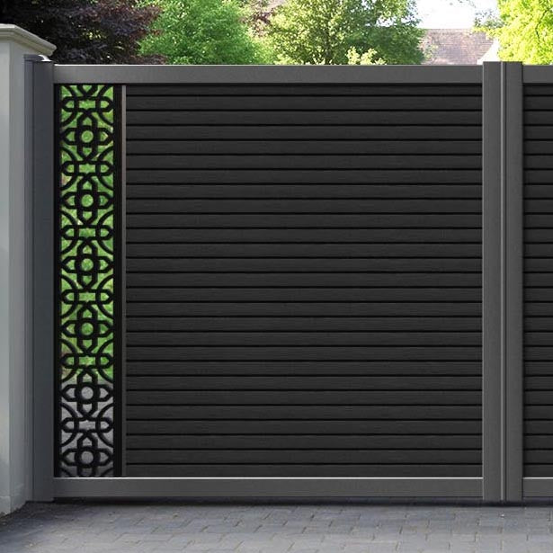 Hudson Nabila Straight Top Driveway Gate - Black - End Screen