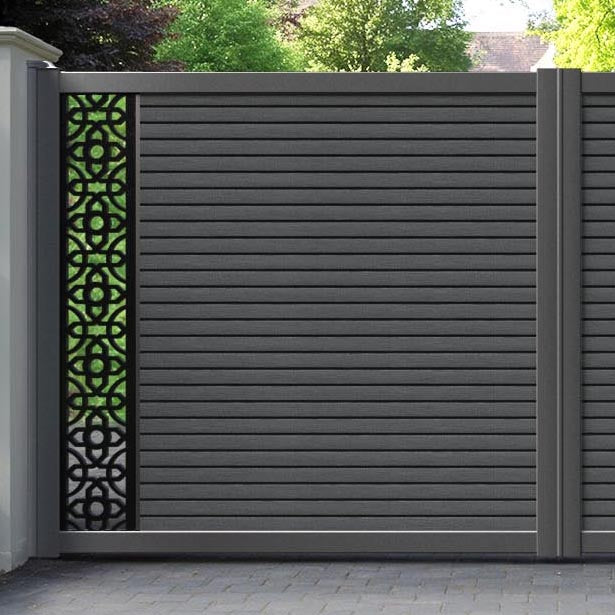Hudson Nabila Straight Top Driveway Gate - Dark Grey - End Screen