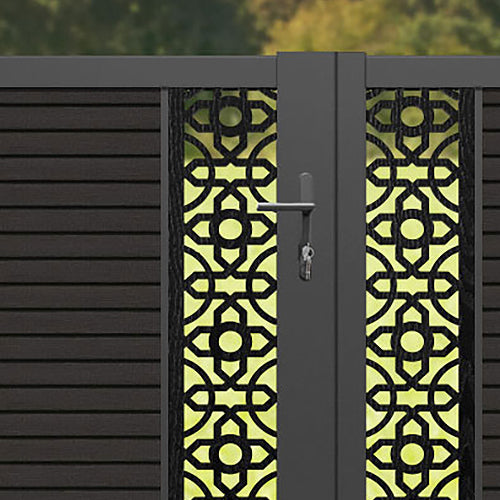 Hudson Nabila Straight Top Driveway Gate - Dark Oak - Middle & End Screen