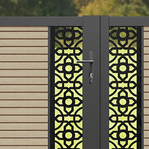 Hudson Nabila Straight Top Driveway Gate - Light Oak - Middle & End Screen