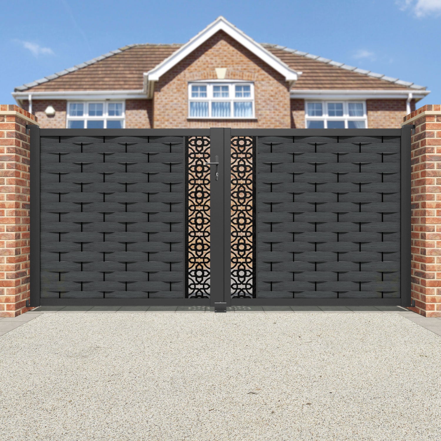 Ripple Nabila Straight Top Driveway Gate - Dark Grey - Middle Screen