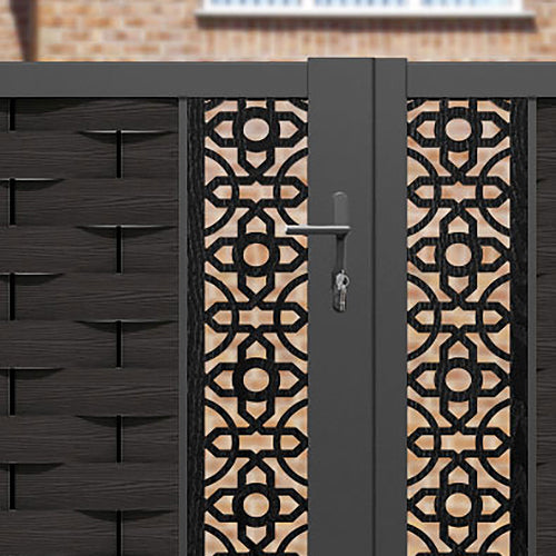 Ripple Nabila Straight Top Driveway Gate - Dark Oak - Middle & End Screen
