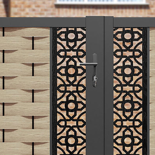 Ripple Nabila Straight Top Driveway Gate - Light Oak - Middle & End Screen
