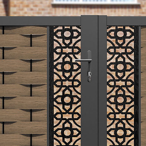 Ripple Nabila Straight Top Driveway Gate - Teak - Middle Screen