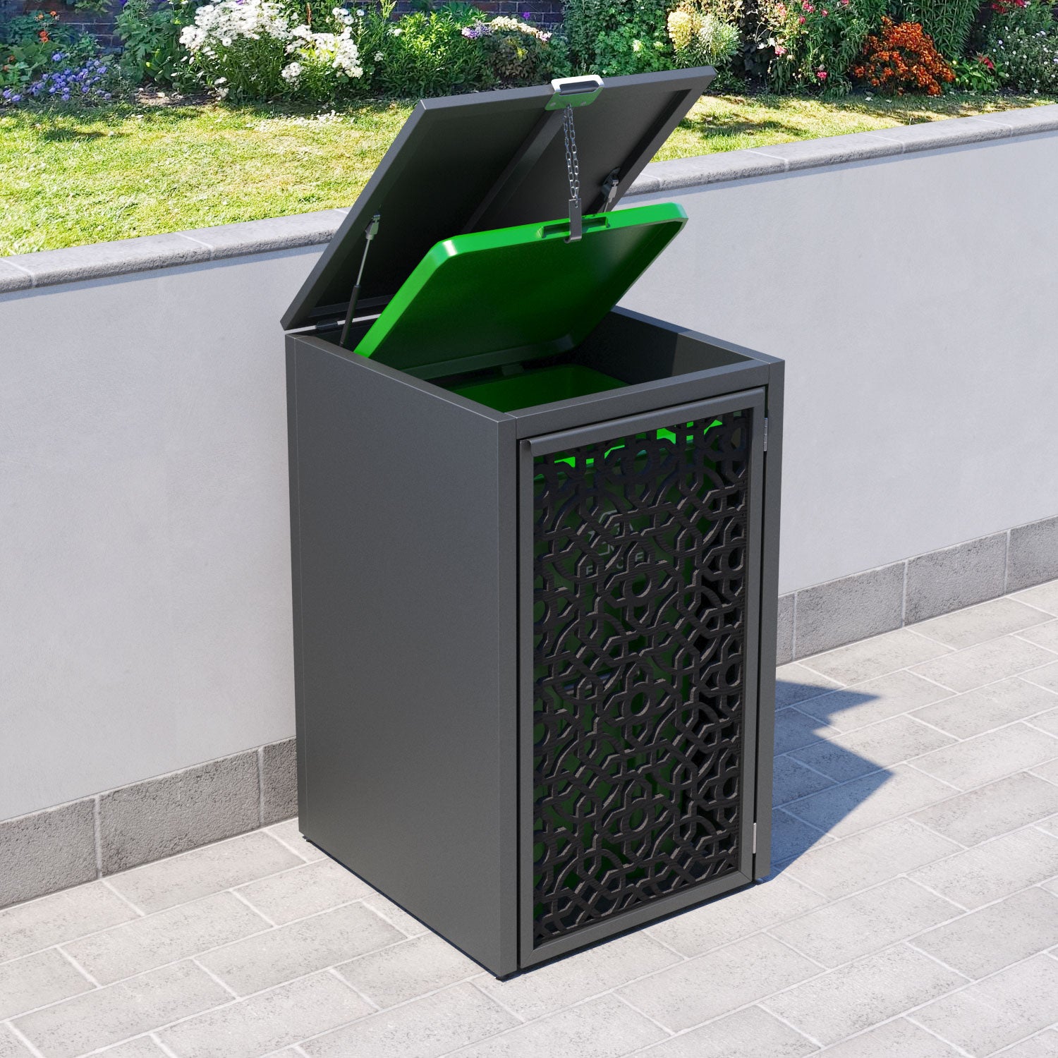 Grey 3 Bin Store with Nabila Door Screen