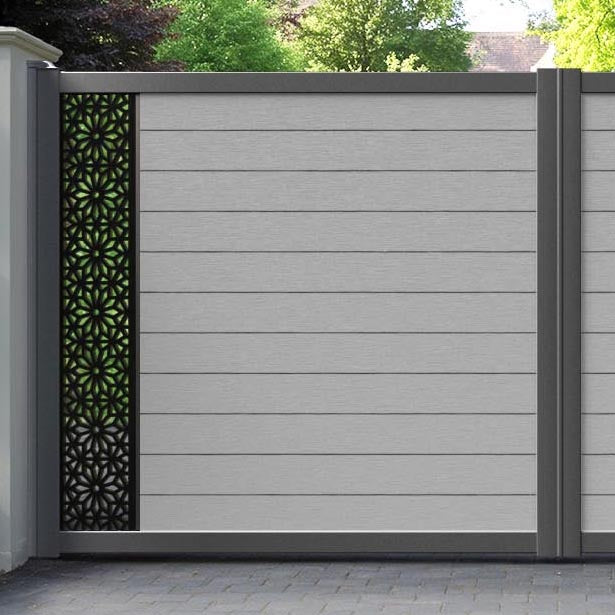 Fusion Narwa Straight Top Driveway Gate - Light Grey - End Screen