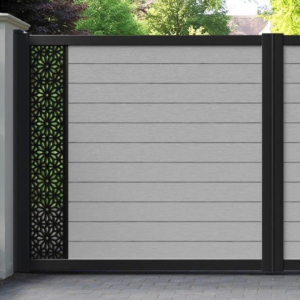 Fusion Narwa Straight Top Driveway Gate - Light Grey - End Screen
