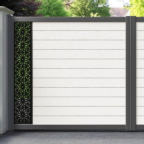 Fusion Narwa Straight Top Driveway Gate - Light Stone - End Screen