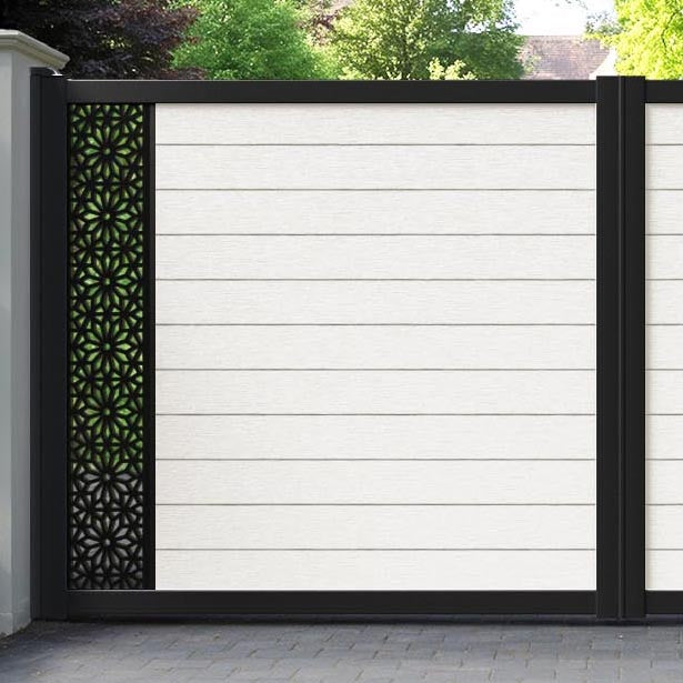Fusion Narwa Straight Top Driveway Gate - Light Stone - End Screen