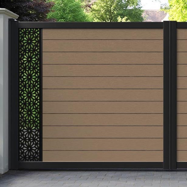 Fusion Narwa Straight Top Driveway Gate - Teak - End Screen