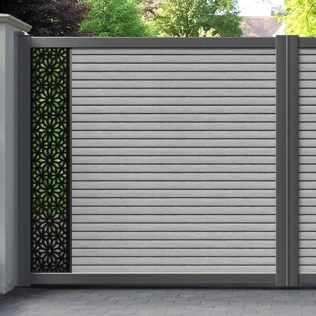 Hudson Narwa Straight Top Driveway Gate - Light Grey - End Screen
