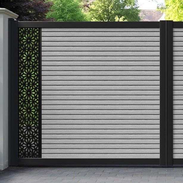 Hudson Narwa Straight Top Driveway Gate - Light Grey - End Screen