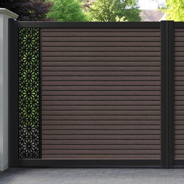 Hudson Narwa Straight Top Driveway Gate - Mid Brown - End Screen