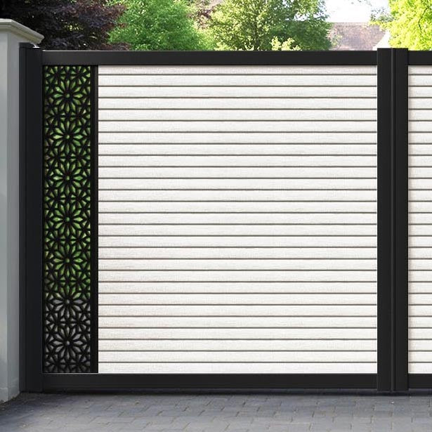 Hudson Narwa Straight Top Driveway Gate - Light Stone - End Screen