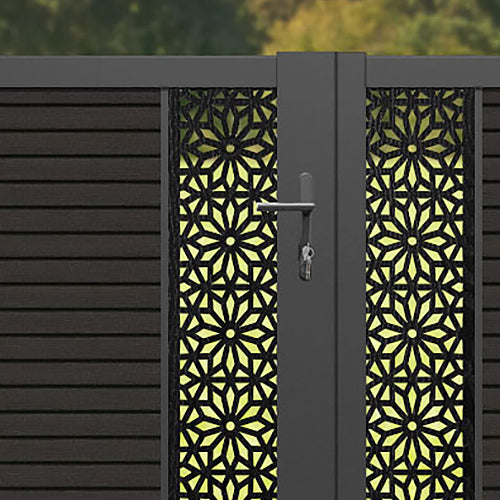 Hudson Narwa Straight Top Driveway Gate - Dark Oak - Middle & End Screen