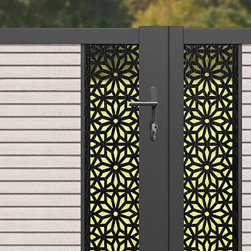 Hudson Narwa Straight Top Driveway Gate - Mid Stone - Middle & End Screen