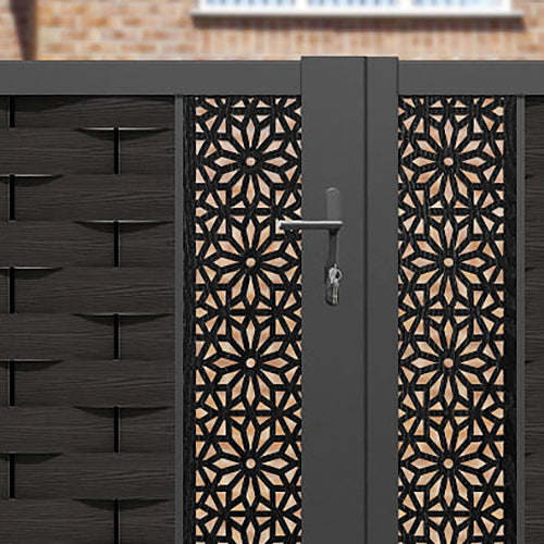 Ripple Narwa Straight Top Driveway Gate - Dark Oak - Middle & End Screen