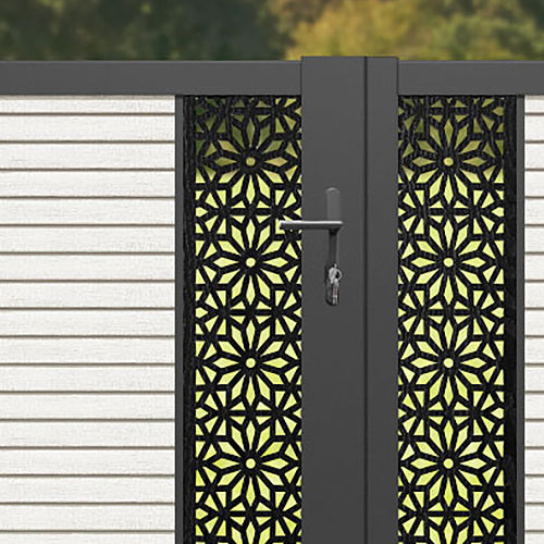 Hudson Narwa Straight Top Driveway Gate - Light Stone - Middle Screen