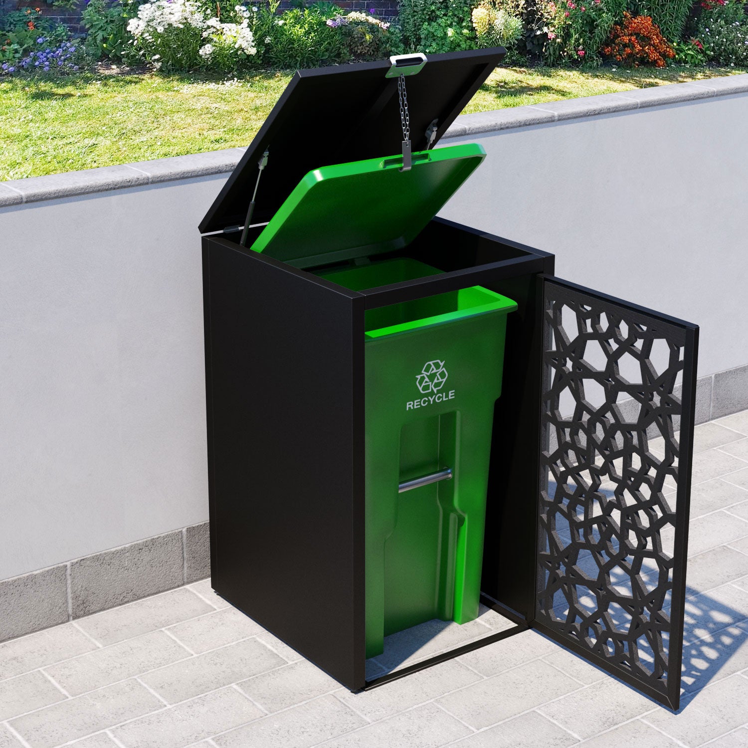 Black 2 Bin Store with Nazira Door Screen