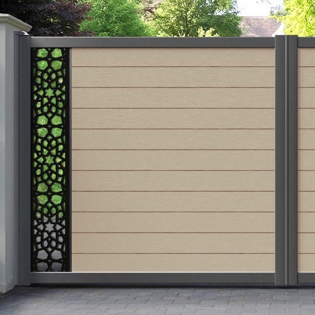 Fusion Nazira Straight Top Driveway Gate - Light Oak - End Screen
