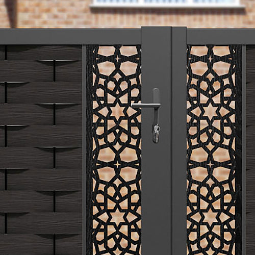 Ripple Nazira Straight Top Driveway Gate - Dark Oak - Middle & End Screen