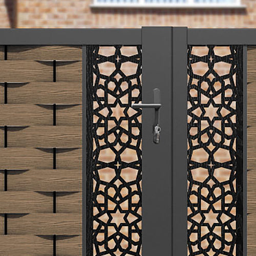 Ripple Nazira Straight Top Driveway Gate - Teak - Middle & End Screen