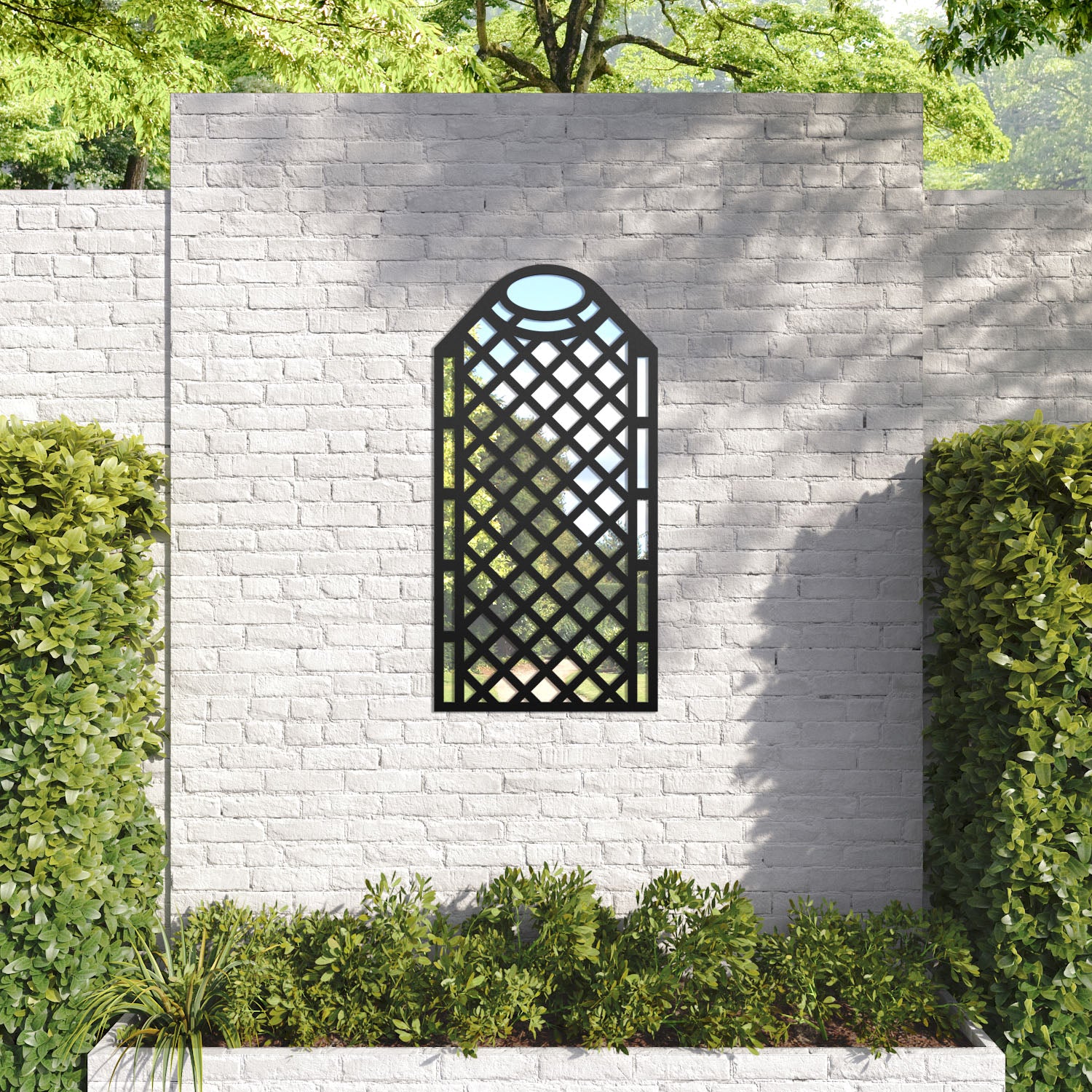 Oxford Arched outdoor decorative mirrored panel