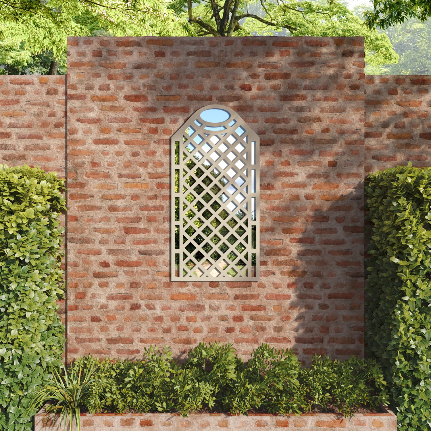 Oxford Arched outdoor decorative mirrored panel